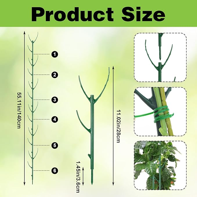 5Pcs Stackable Plant Support Stakes, Plant Stakes for Indoor and Outdoor, Plants Sticks for Vine Training Stem Stabilization, Stem Holder Structures Frame Moss Pole for Support Tall Potted Plants