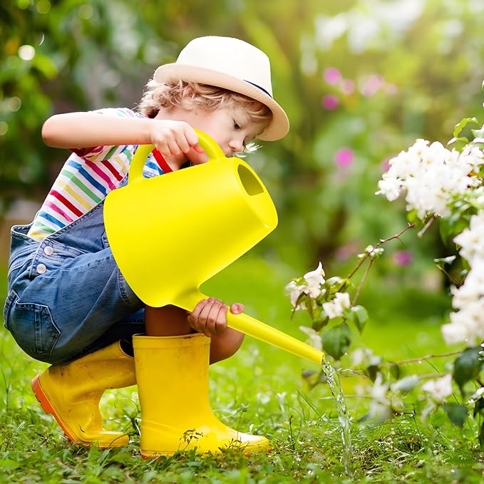Heavy Plant Watering Can - Plastic Indoor and Outdoor - 1/2 Gallon - Yellow