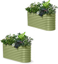 2-Pack 30" Extra Tall Galvanized Raised Garden Bed, 6x2x2.5 ft Metal Planters for Outdoor Plants, Heavy Duty Flower Bed for Vegetable, Garden Bed Outdoor Large Planter Box - Moss Green