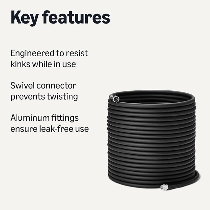 Amazon Basics Garden Hose, 100ft, Kink-Resistant with Crush-Resistant Aluminum Couplings