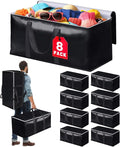 Heavy-Duty & Extra Capacity Moving Bags with Backpack Straps, Storage Totes with Double Zipper & Strong Handles, Packing Bags Alternative to Moving Boxes, Moving Supplies (8 Pack, Black)