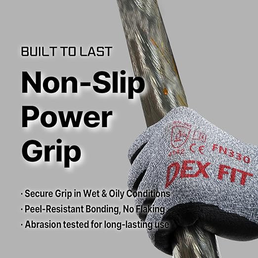 DEX FIT Nitrile Work Gloves FN330, 3D-Comfort Stretchy Fit, Firm Grip, Thin & Lightweight, Touch-Screen Compatible, Durable, Breathable & Cool, Machine Washable; Blue XL (10) 12 Pairs