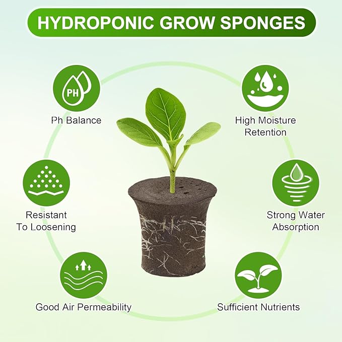 M METERXITY 10-Pack Grow Sponges, 2.1x1.5x1.9 Inch Replacement Root Growth Sponges Seed Pods for Plant Rooting/Seed Germination/Hydroponic Gardens System Supplies, Starter Plug for Seeds
