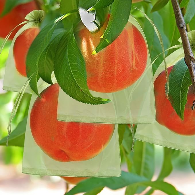 Unves 6 x 8 Inch Fruit Protection Bags, 80 Pcs Drawstring Mesh Bags for Apple Orange Figs Tomatoes Strawberry Plant Protection, Mesh Netting for Fruits Tree Vegetables Fruit Tree Covers