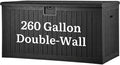 YITAHOME 260 Gallon Large Deck Box with Divider & Side Handles, Outdoor Double-Wall Storage for Patio Furniture Cushions, Garden Pool Accessories, Water Resistant & Lockable, Black