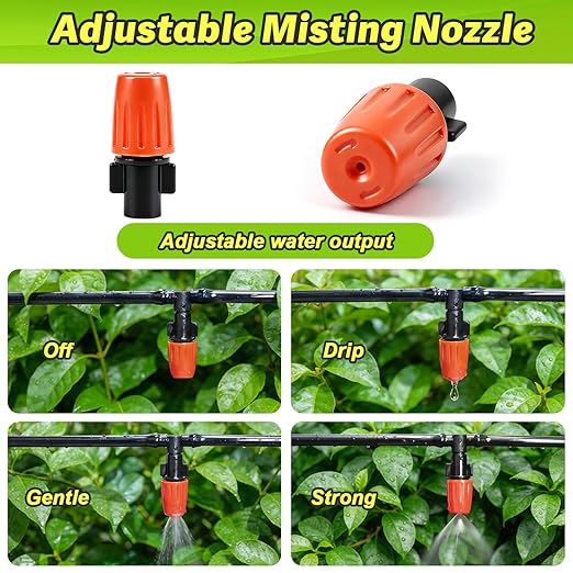 250 Pcs 1/4 Inch Drip Irrigation Fittings Kit, Complete Barbed Connectors Set for 1/4" Tubing - Includes Nozzles, Nozzle Tees, Single Barbs, Couplings, Tees, Elbows, Plugs, Crosses, Stakes