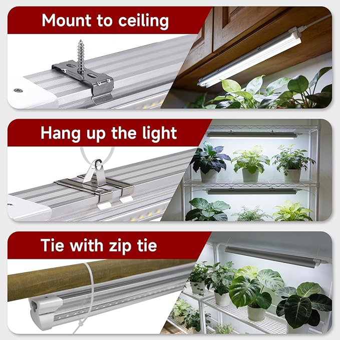 8 Pack LED Grow Light 4FT, 5000K Full Spectrum, 336W(8 x 42W), Linkable Growing Lamp Fixture, T8 Grow Lights for Indoor Plants, Seed Starting, Vegetables