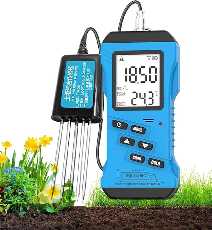 7-in-1 Soil Tester Kit - High Accuracy pH, Moisture, NPK (Nitrogen, Phosphorus, Potassium) & EC Meter for Garden, Lawn & Plant Care - Essential Soil Fertility Analyzer