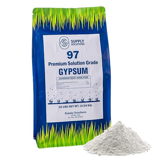 Supply Solutions Premium 97 Solution Grade Gypsum - Fast Acting Gypsum for Soil - Organic Calcium Sulfate Dihydrate - Gypsum Powder for Root Growth, Lawns, Mushroom Cultivation (10lbs)