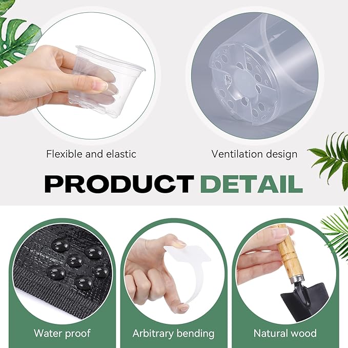 83 Pcs Garden Supplies Tools Kit, 3 Inch Clear Plastic Plant Pots with Transplanting Mat, Trowel Cultivator Rake Set, Label & Glove, Succulent Tools Gift for Plant Lovers Accessory