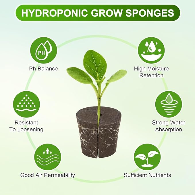 M METERXITY 5-Pack Grow Sponges, 3.1x2.4x2.8 Inch Replacement Root Growth Sponges Seed Pods for Plant Rooting/Seed Germination/Hydroponic Gardens System Supplies, Starter Plug for Seeds