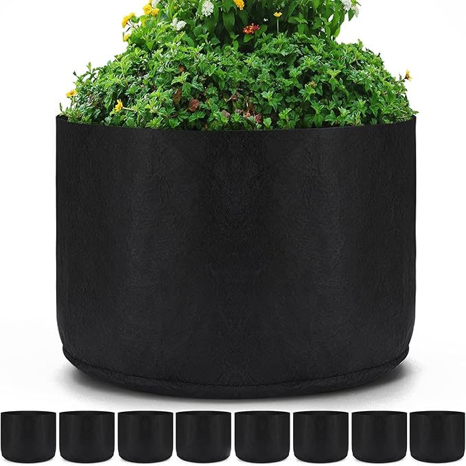 Zubebe 8 Pcs 50 Gallon Plant Grow Bags Large Reusable Planting Pots Nonwoven Fabric Grow Pot Aeration Fabric Garden Bed Outdoor Cloth Garden Containers for Flowers Fruits Vegetables, Black