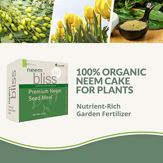 Neem Bliss (10lbs) - Neem Seed Meal - Organic Neem Cake for Plants - OMRI-Listed Fertilizer for Plants, Vegetables, Lawns, & Gardening - 100% Natural & Renewable Garden Fertilizer