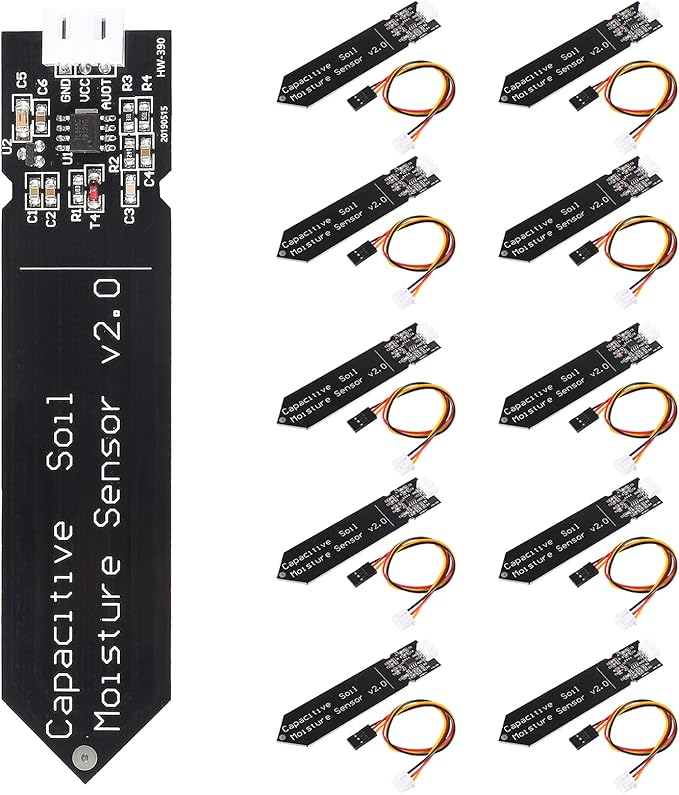 AITRIP 10 Pack Capacitive Soil Moisture Sensor Corrosion Resistant for Arduino Moisture Detection Garden Watering DIY Electronic for Arduino and Raspberry Pi (10PCS)