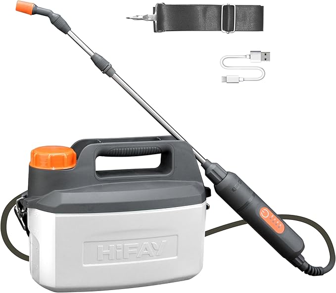HIFAY ES4-PRO Electric Sprayer 1 Gallon Built-in 4000mAh,Rechargeable Battery Powered Sprayer with Telescopic Wand,Plant Mister,Kitchen Cleaning,Indoor Watering Can for Plants (White)