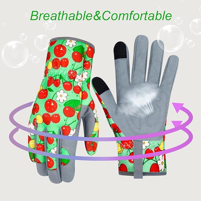 Leather Gardening Gloves for Women Thorn Proof Garden Gloves Touch Screen Working Gloves Gifts,M