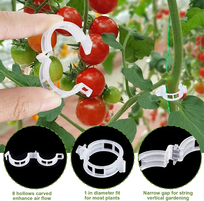 30Pcs Tomato Hooks with String, Tomato Support Hooks, Tomato Holder Hooks & Plant Support Clips with 33.3ft Twine to Prevent Tomatoes from Pinching or Falling Off