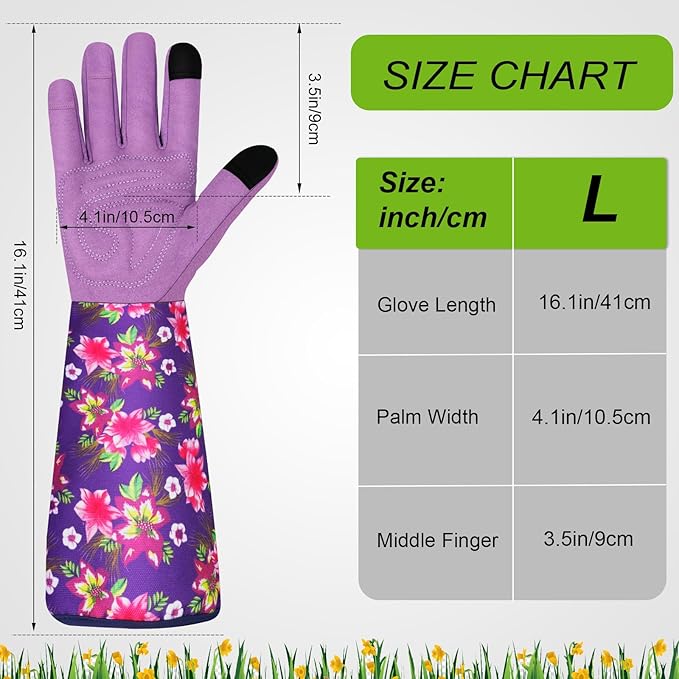Leather Long Gardening Gloves for Women Thorn Proof Garden Gloves Yard Working Gloves