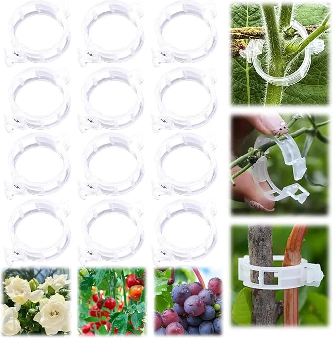 100Pcs 2025 Upgraded Plant Clip Secured Plastic Plant Clip for Climbing Plants, Plant Support Clips Tomato Clip for Climbing Plants Clips for Tomato Grape Vine Vegetables Plant Clips (300, White)