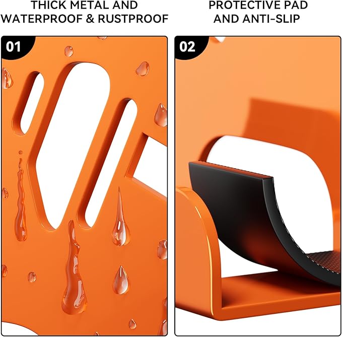 Chainsaw Hanger Wall Mount - Heavy Duty Chainsaw Holder for Garage Organization, Storage Shed Organizer, Chainsaw Rack with Protective Pad, Garage Tools, 3 Pack(Orange)