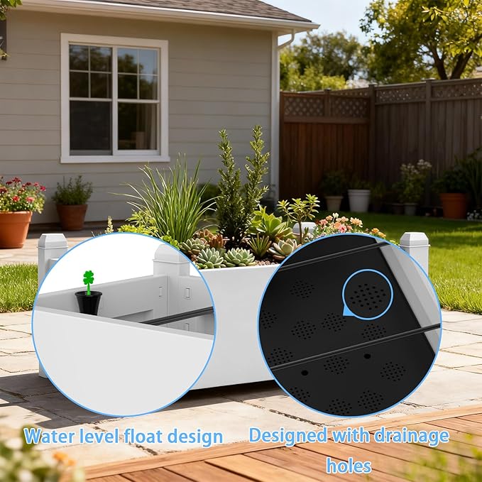 EasyUp Horticulture Garden Bed with Drainage Plug, Divisible Resin Planter Box for Backyard, Patio, Balcony, with 4 Legs(Ashen,30.04 * 17.72 * 12.6)