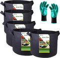 5-Pack 1 Gallon Thickened Plant Grow Bags (7x6 inch) Nursery Bags Fabric Plant Pots Garden Bag for Flower Pot,Herbs Veggies Planter Bag,Garden Pots,Barrel Planter,Plant Container with Gardening Gloves