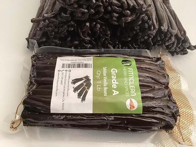 16oz Tahitian Vanilla Beans Grade A. 6"-7" Bulk for Extract, Cooking and Baking by FITNCLEAN VANILLA| 1Lb Fresh Gourment Natural NON-GMO Whole Pods