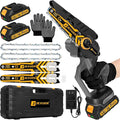 6" Mini Chainsaw Cordless,2 x 2.0Ah Battery Brushless Electric Chain Saw Tool-free Installation with 2 Chains & Guide Plates,Portable Handheld Motosierra for Tree Pruning Wood Cutting