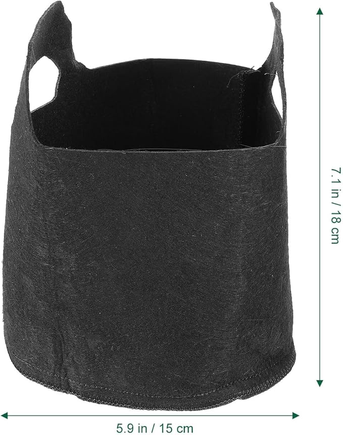 5pcs Non-Woven Plant Growing Bags with Handle 1 Gallon Fabric Nursery Pots for Outdoor Gardening Seedling Cultivation Black Grow Bags