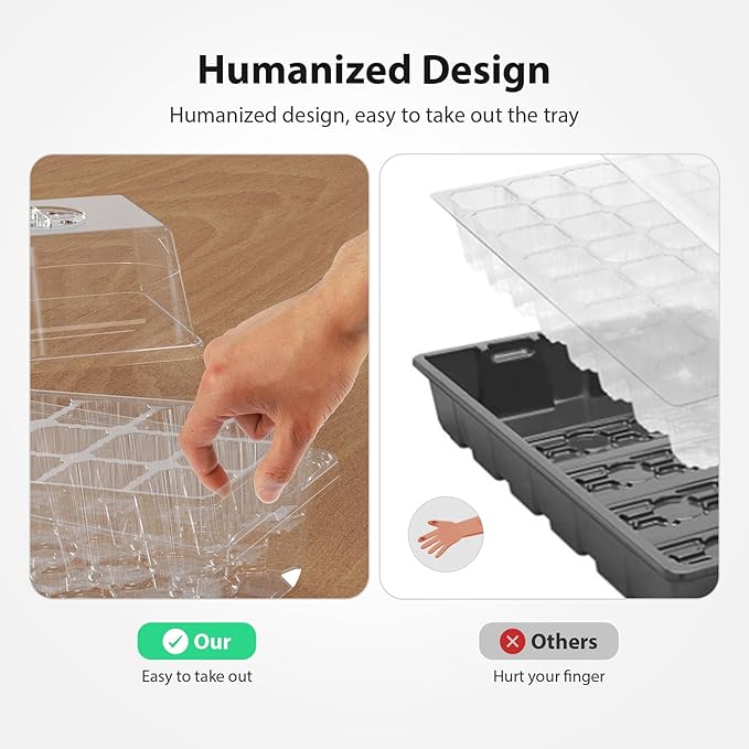 Seed Starter Tray, 20PCS Seed Starter Kit, Seedling Starter Trays with Heightened Lids for Seed Staring, Indoor Plant Germination Trays (12 Cells per Tray) Transparent