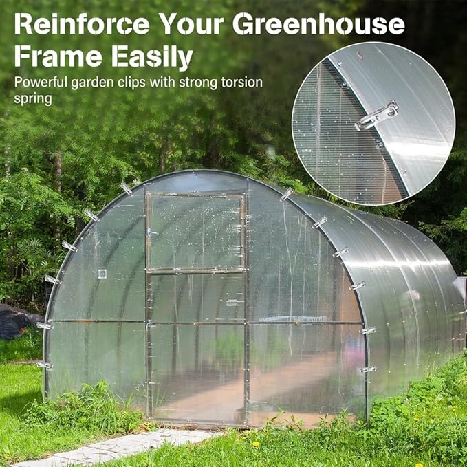 120Pcs Garden Clips, Stainless Steel Clips with 1.2 Inches Opening, Greenhouse Clips Hoop Clamps for Shade Cloth or Plant Cover Netting, Grip Strong Heavy Duty Green House Supplies