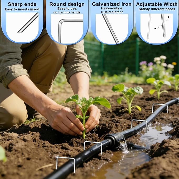JERIA 6 Inch 120 Pack U-Shaped Galvanized Garden Stakes, 11 Gauge Landscape Staples, Landscape Fabric pins,Ground Stakes,Yard Stakes for Decorations