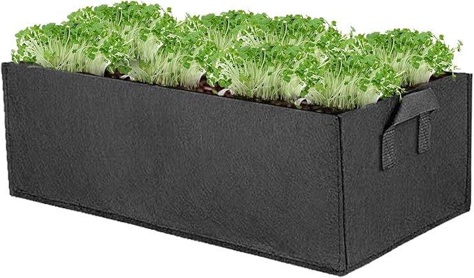 Square Grow Bags, Garden Fabric Planter Container with Handles Bed Flower Vegetables Pots 1MM Thickness Economic Colorful (Black,15.75x11.81x7.87 Rectang)