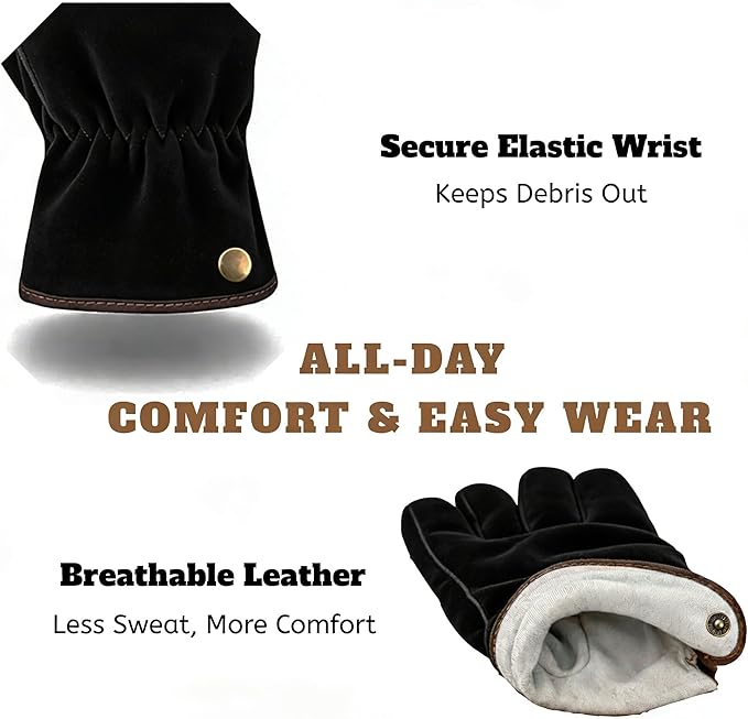 Leather Safety Work Gloves Gardening Carpenter Thorn Proof Truck Driving for Mens and Womens Waterproof heavy duty