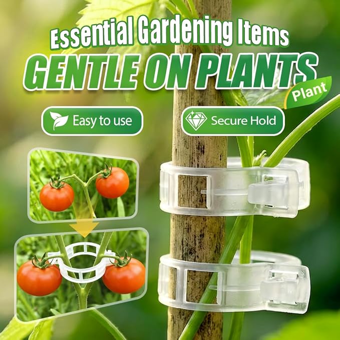 Secured Plastic Plant Clip, 2026 Upgrade Garden Clips for Climbing Plants, Plastic Trellis Clips Tomato Grape Vine Vegetables Plant Fixing Clips (50, Black)
