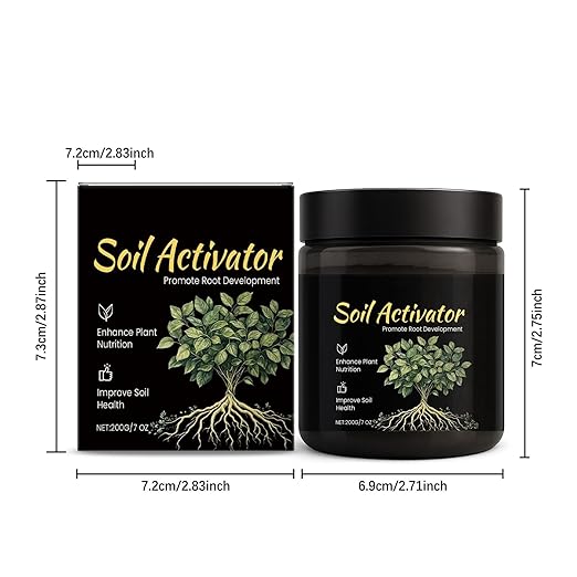 Soil Revitalizer, with Promotes Strong Roots, 200g, Lawn & Garden Soil Conditioner, Plant Food Enhancer, Concentrated Humic Acid Formula, for Lawn, Garden, Backyard, Farm, Courtyard, Balcony, Terrace