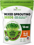 ZestiGreens Fresh Sprouting Seeds Mix (16oz), Fresh Salad Blend - USA Grown Microgreens Mix with Alfalfa, Broccoli, Radish, Mung Bean & Lentil - Over 80,000 Seeds