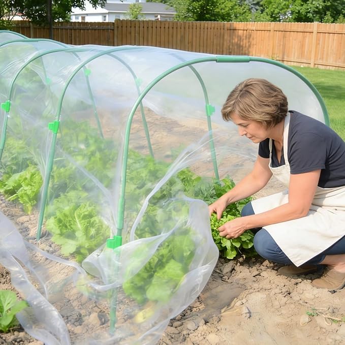 Garden Netting Kit for Raised Beds, Ultra Fine Garden Mesh Netting 8x20ft & 5 Sets Garden Hoops with Clips, Row Cover Net Protection Plant Covers Set for Greenhouse Vegetable Fruits Flowers Barrier
