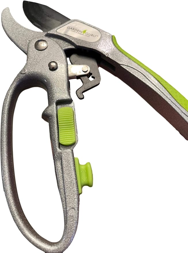 Garden Guru Ratchet Pruning Shears - Professional Garden Clippers with Ergonomic Grip and Brush - Makes Tough Cuts Easy (2 Pack)