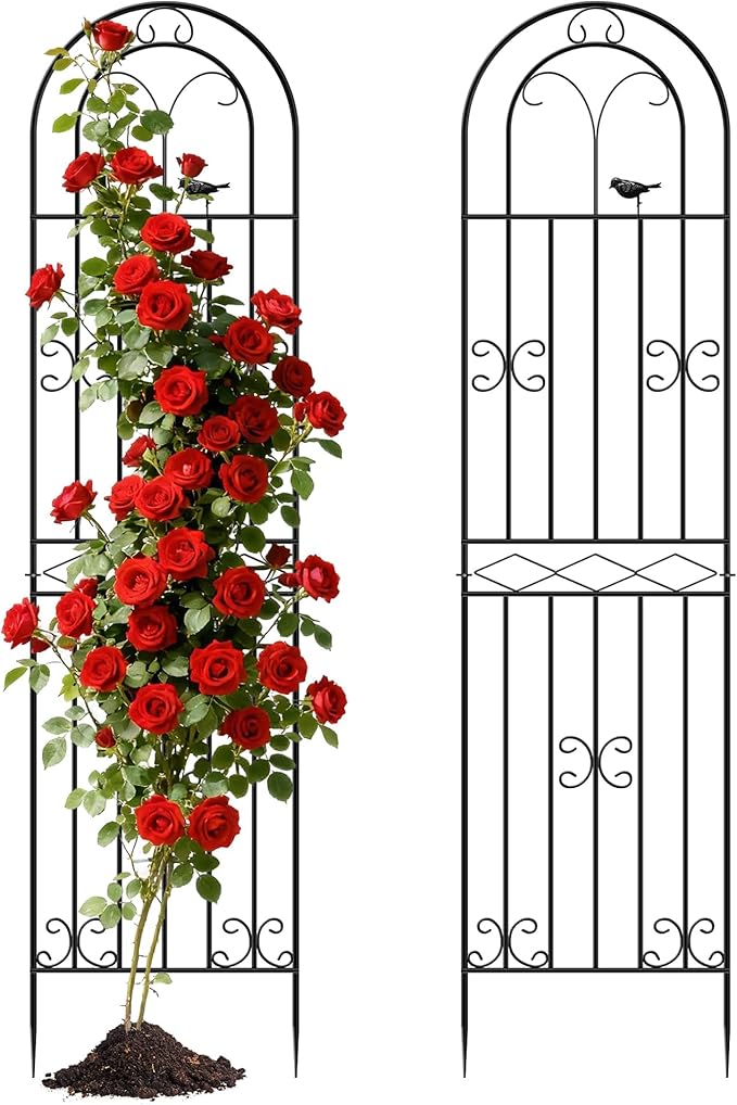 ARIFARO 78 inch Metal Garden Trellis for Climbing Plants, Pack of 2, Indoor/Outdoor Sturdy Decorative Plant Trellises for Potted Plants, House Plants, Climbing Vines, Bird Pattern
