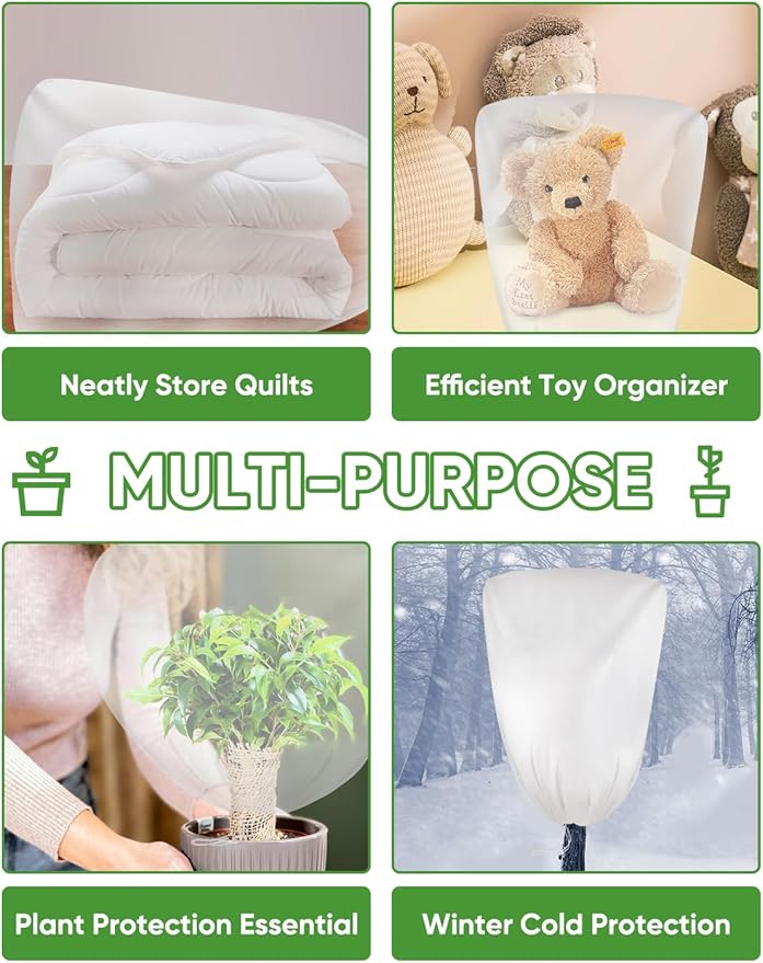 2 Packs Winter Plant Covers Freeze Protection - 90" H X63 W Extra Large Tree Anti-Freeze Covers Frost Cloth Warm Blankets, Plants Shrubs Protector Drawstring Bags Jacket (Thicken 3.2 oz/yd²)