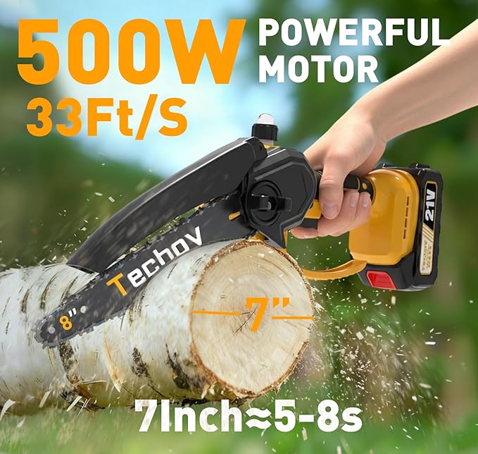 8 Inch Mini Electric Chainsaw Cordless, 6 Inch Portable Chain Saw for Makita 18V Battery Powered Saws Small HandHeld Saw with 2 Batteries and Chains Yard Tool Tree Trimming Wood Cutting Gifts Men Dad