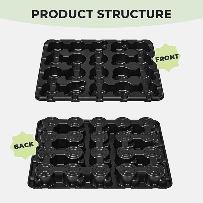 homenote 3 Inch Seed Starting Trays 10 Pack, 20-Cell Seedling Starter Trays for Indoor Outdoor Growing, Plant Starter Germination Trays for Pots Seedlings Compatible with 3" Nursery Pots