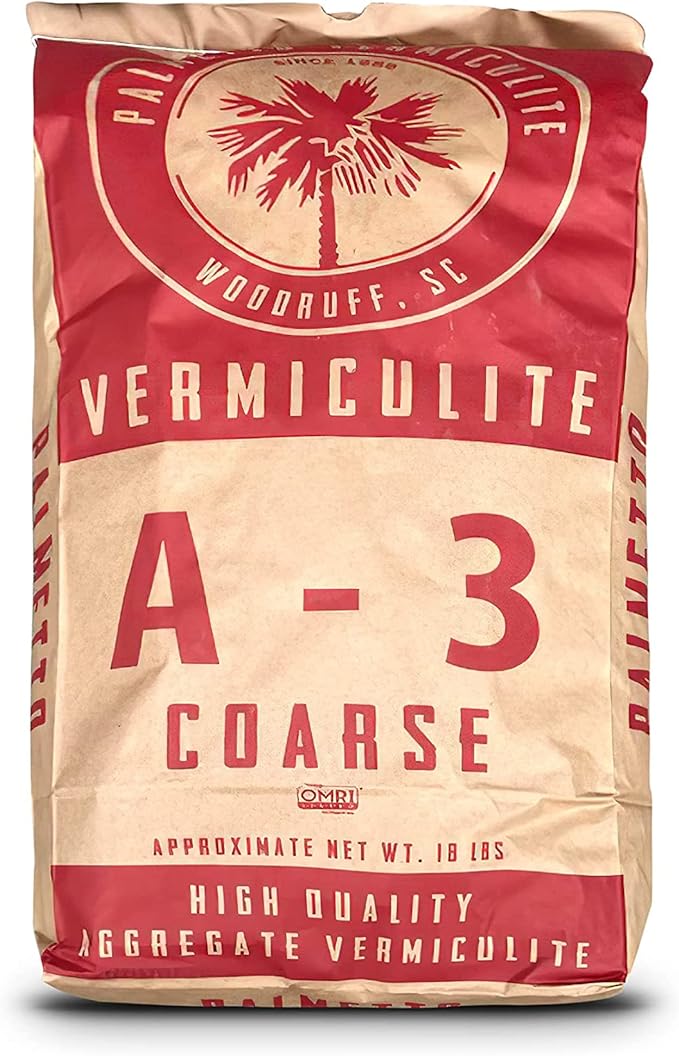 Palmetto Vermiculite Coarse Grade A-3 Horticultural Soil Additive, 4 Cu Ft Bag - Gardening and Potting Mix for Seed Starting, Aeration, and Drainage
