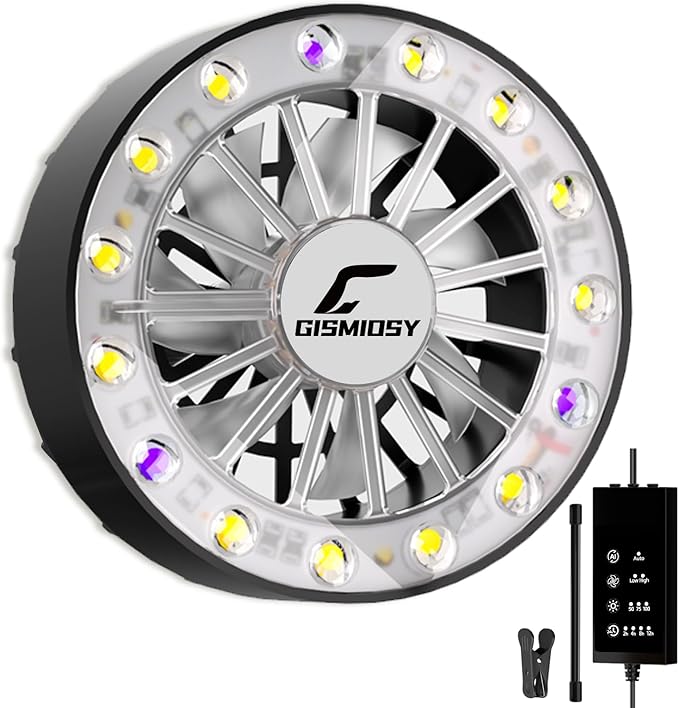 Grow Lights for Indoor Plants, Full Spectrum Plant Grow Light with Plant Fan,Clip on Plant Lights for Indoor Growing with Timer and Dimmable,Suit for Plant shves and Plant Pot,1 Pack
