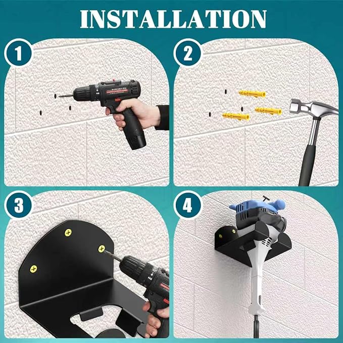 (3 Pack) Garage Organizer Trimmer Rack, Wall Mount Garden Power Tool Hanger Weed Holder,Weed Wacker Wall Rack Garage Tool Organizer for Grass Trimmer, Hedge Trimmer,Garage Tool
