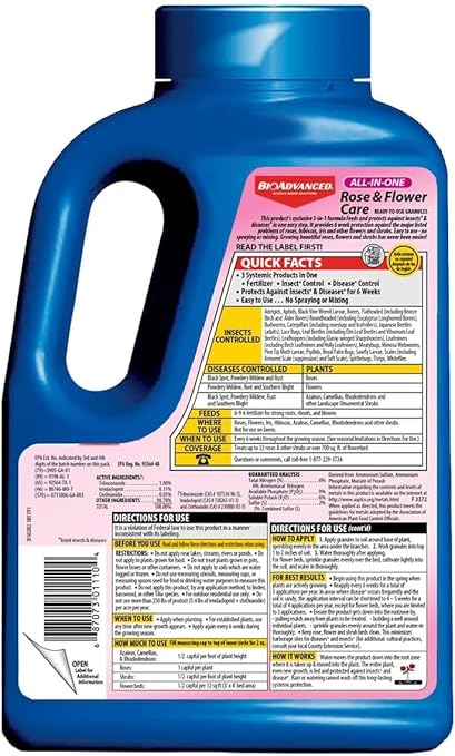 BioAdvanced All-In-One Rose and Flower Care Fertilizer, Granules, 4 lb, Rose Fertilizer and Disease Control