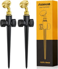 FANHAO 2 Pack Lawn Sprinklers for Yard, Heavy Duty Metal Garden Water Sprinkler on Spike Base, Adjustable Brass Sprinkler Mist Nozzle Large Yard Area Watering for Lawn Grass Patio Garden Irrigation