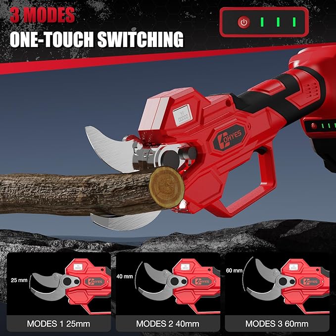 ohyes Pruning Shears Max 1.5IN Cutting Diameter Compatible with Milwaukee 18V Battery Packs with LCD Display SK7 Blade ohyes For Gardening & Tree Pruning(Battery not included)