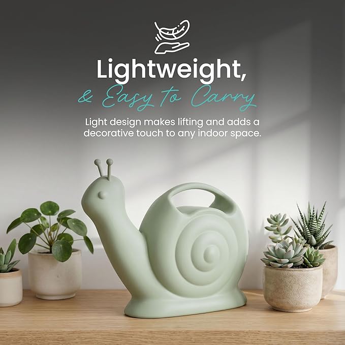 Union Products Snail Watering Can with Built-in Handle, 1.8L Capacity, Light Green - Ideal for Houseplants, Herbs, and Small Garden Beds